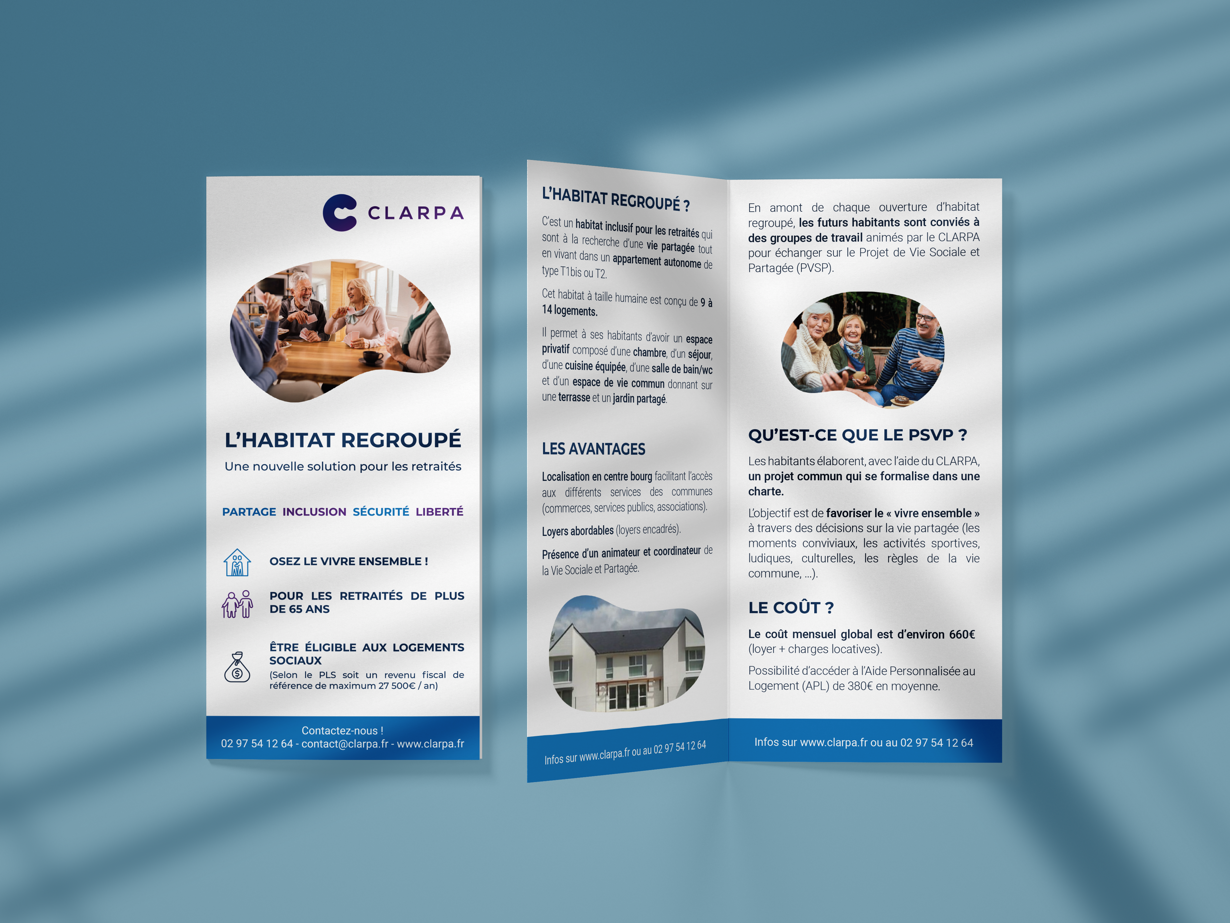 Mockup du dépliant Habitat regroupé du CLARPA