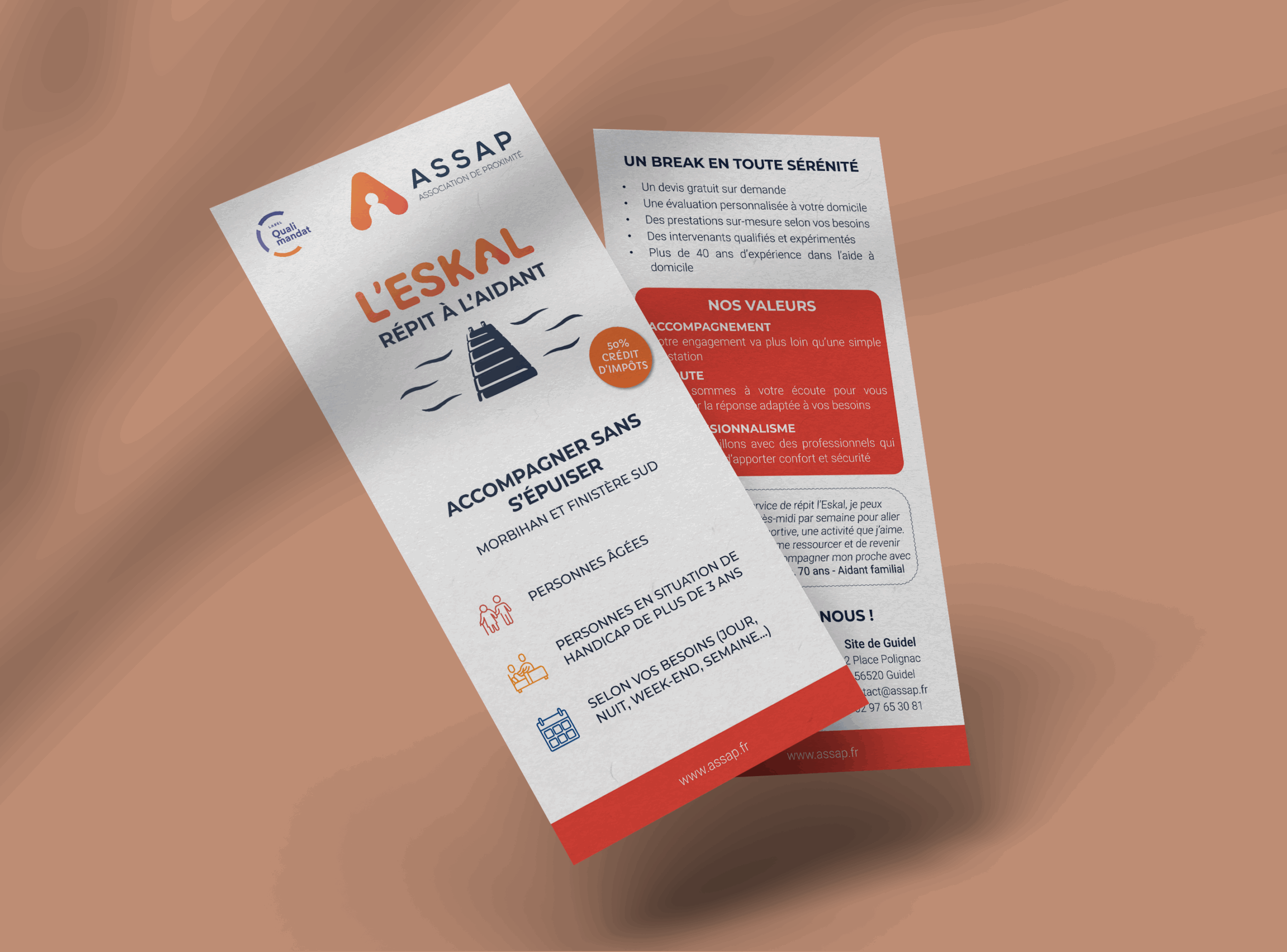 Mockup du flyer ESKAL répit à l'aidant de l'ASSAP