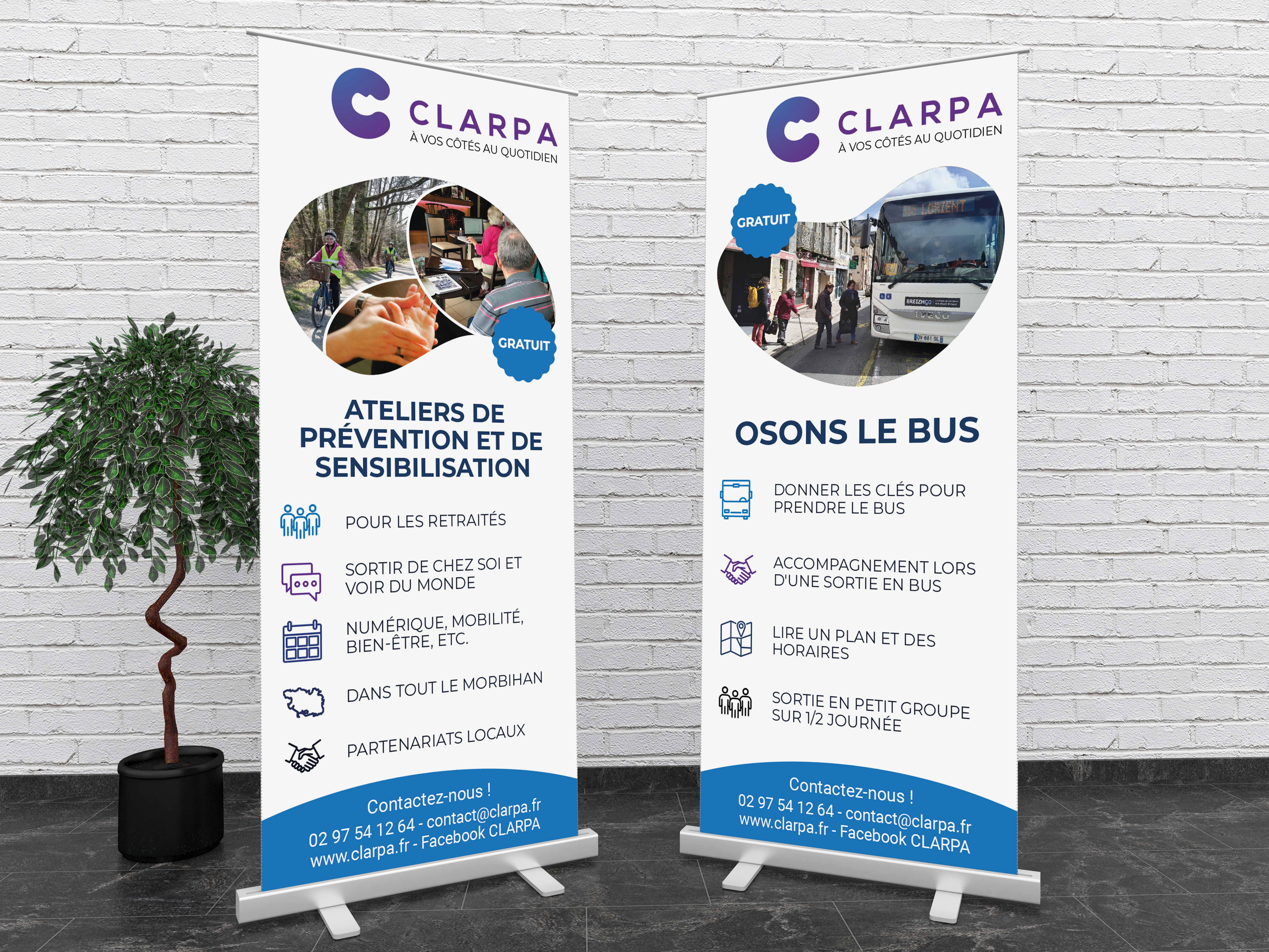 Mockup du roll-up réalisé pour les ateliers de prévention et osons le bus du CLARPA