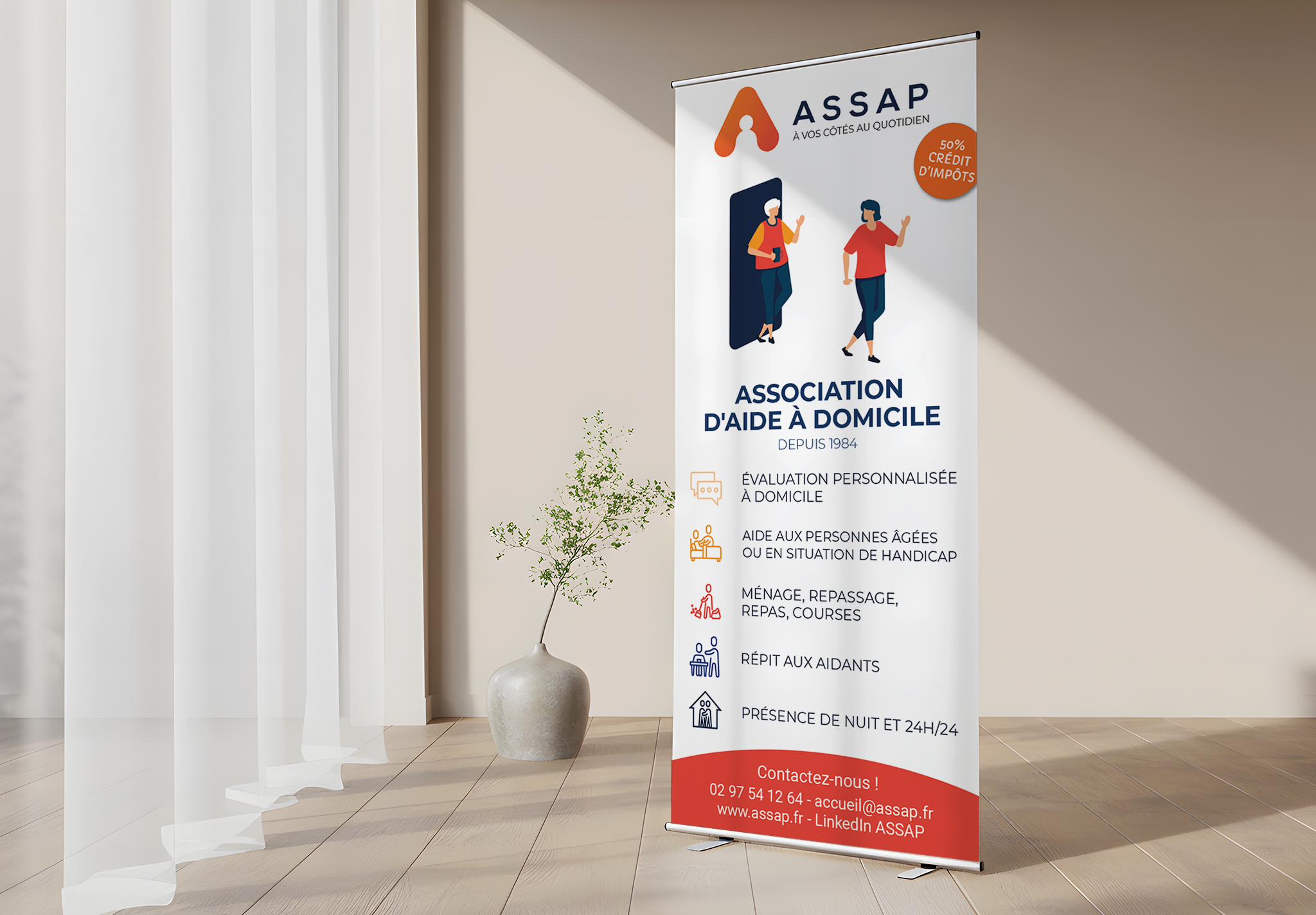 Mockup roll-up de présentation de l'ASSAP